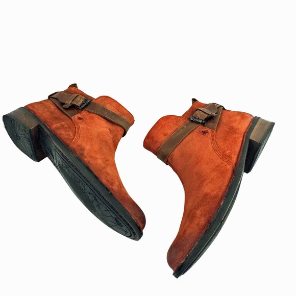 BUSSOLA Sevilla Scotch Brown Suede Leather Zip‎ Booties - Picture 8 of 9